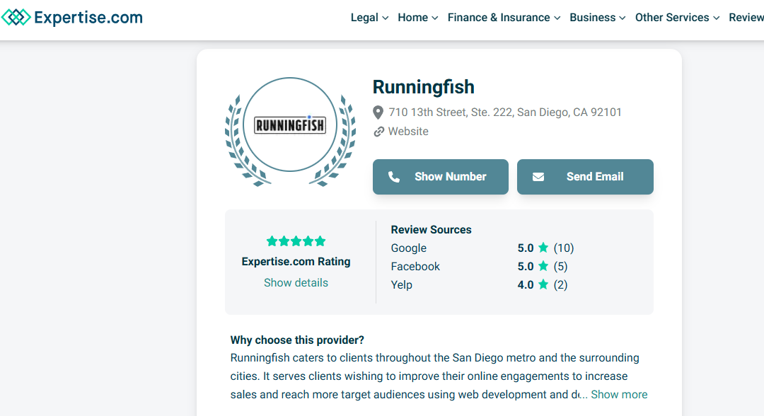 Runningfish Named in 23 Best Web Developers in San Diego